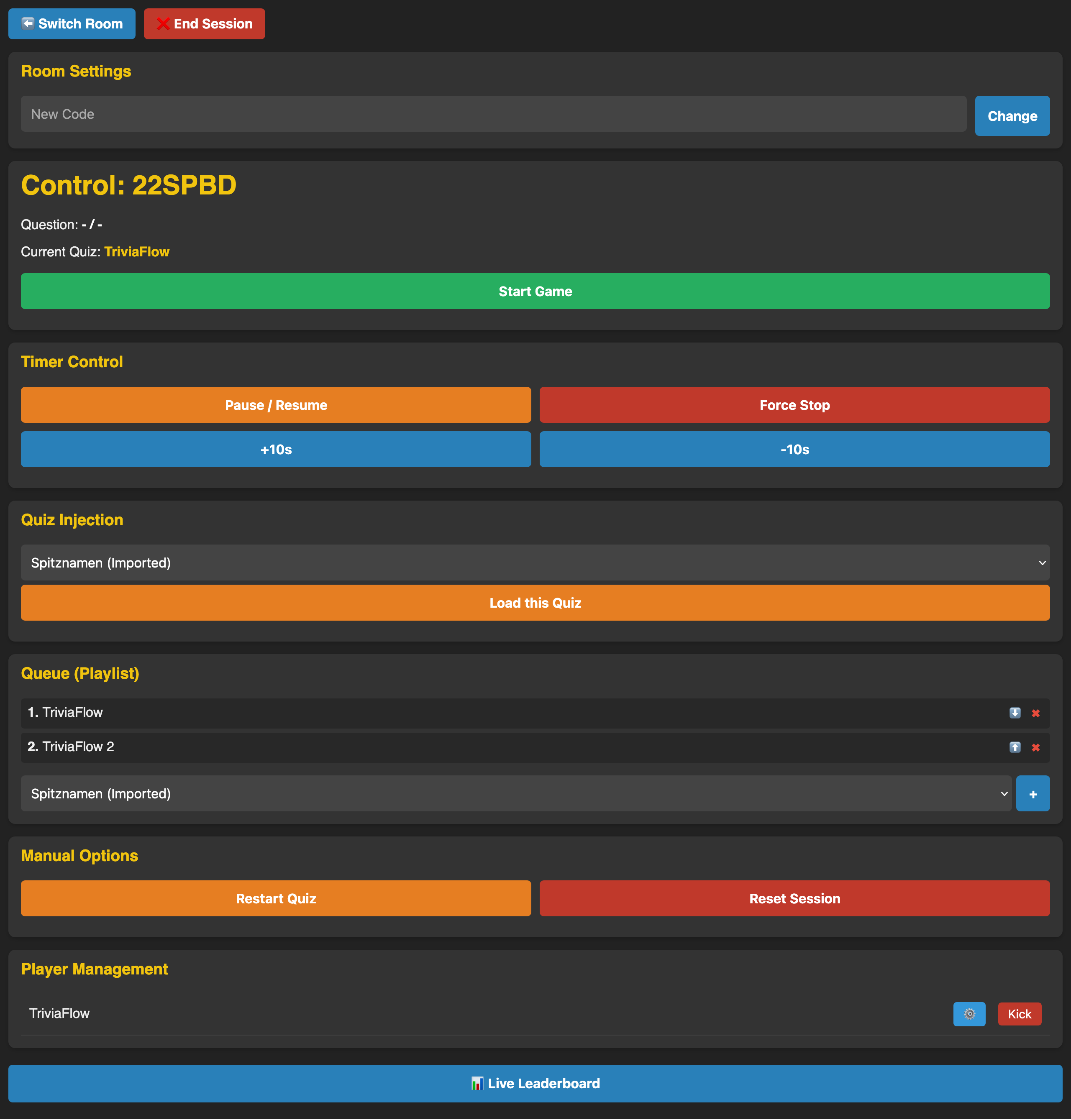 Gamemaster Dashboard
